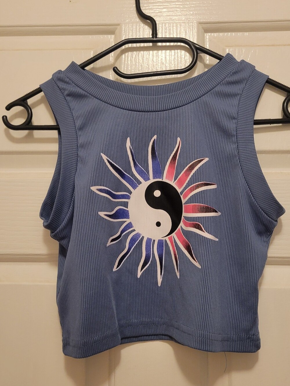 ROMWE Yin Yang Sun Y2K Ribbed Crop Tank Size S